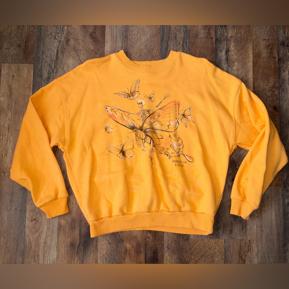 American Eagle butterfly skeleton crewneck sweatshirt